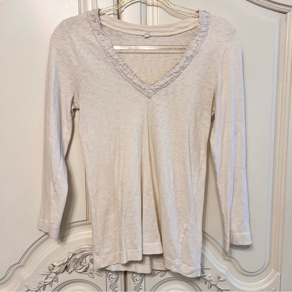 J Crew Women’s 100% Cotton Neutral 3/4 to Long Sleeve Basic Top, Size Medium